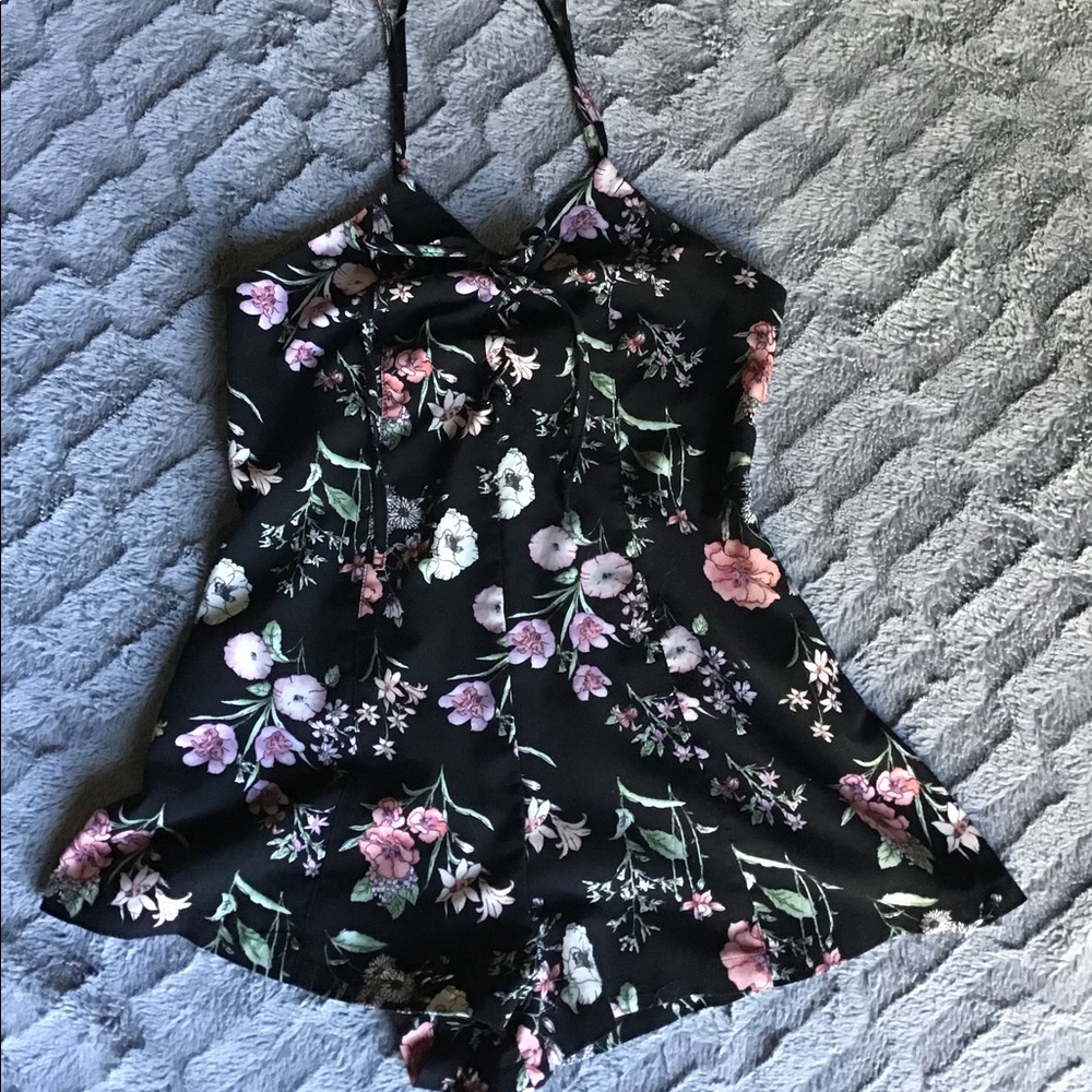Black floral romper